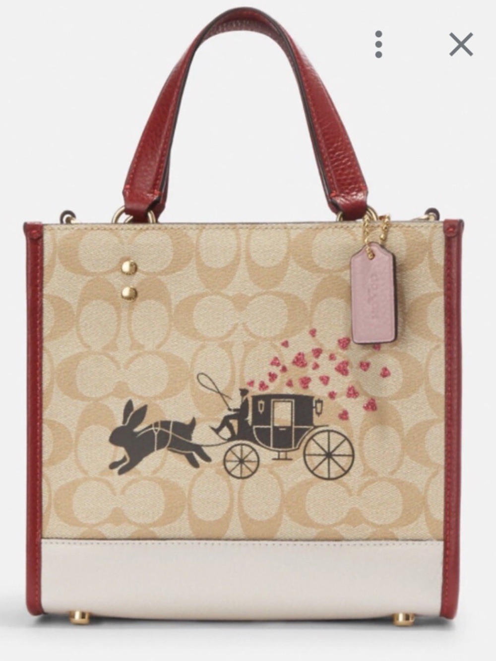 Coach Lunar New Year Dempsey  Tote 22 in Signature Canvas  w/Rabbit and Carriage